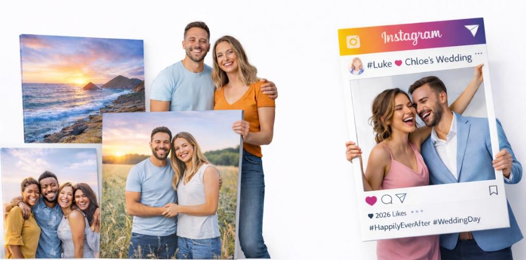 Professional printing — canvas and wall art, photo props and custom prints